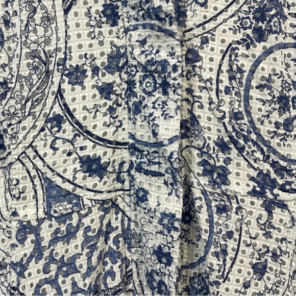 Tuckernuck China Blue Porcelain Eyelet Cotton Button Front Midi Dress Size S - Picture 9 of 15